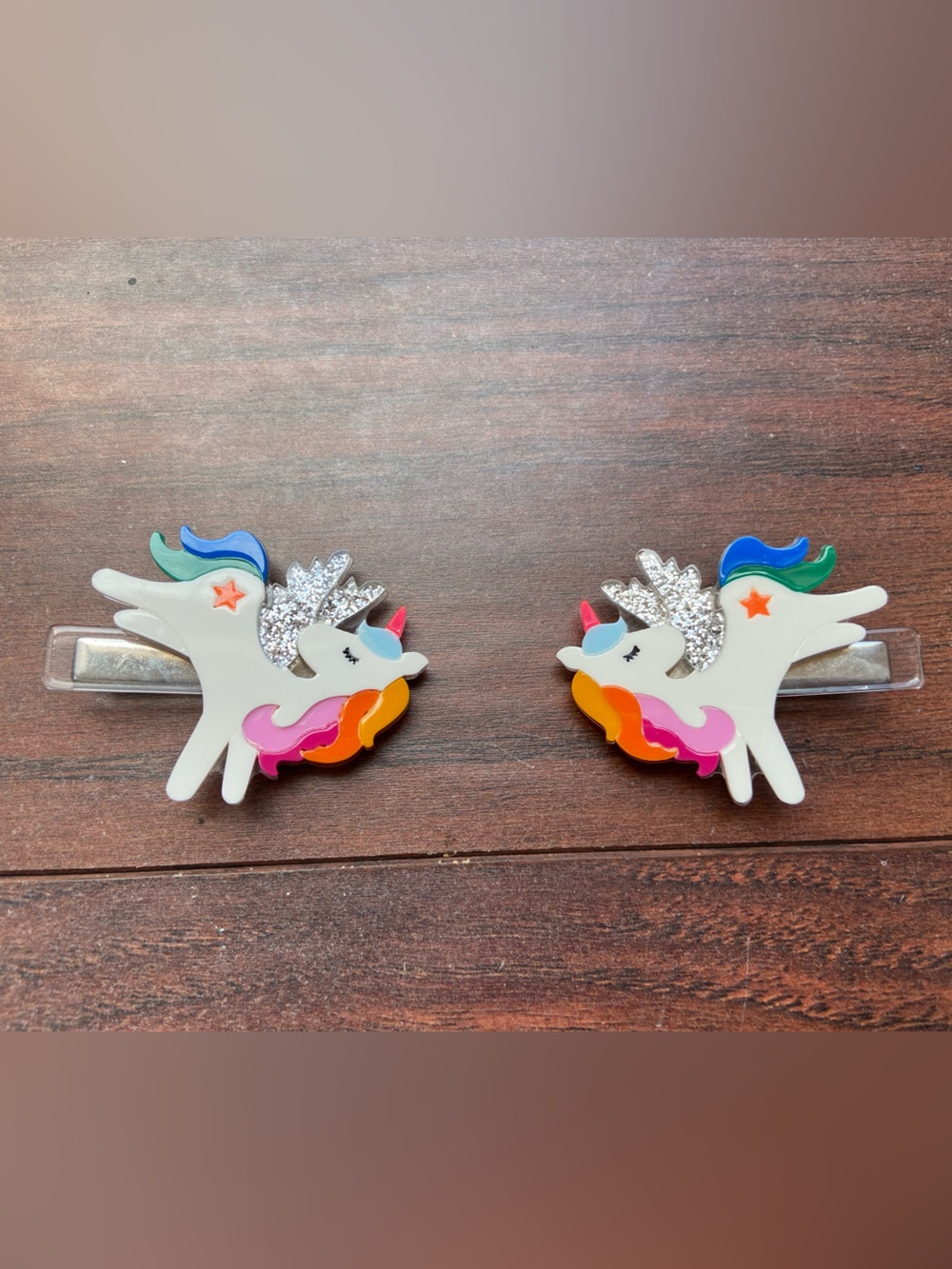 SET OF 2 UNICORN HAIR CLIPS GIRL